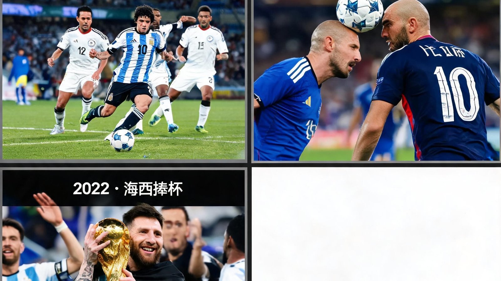 世界杯经典专题回顾：马拉多纳连过五人、齐达内头顶、梅西捧杯等历史瞬间拼图